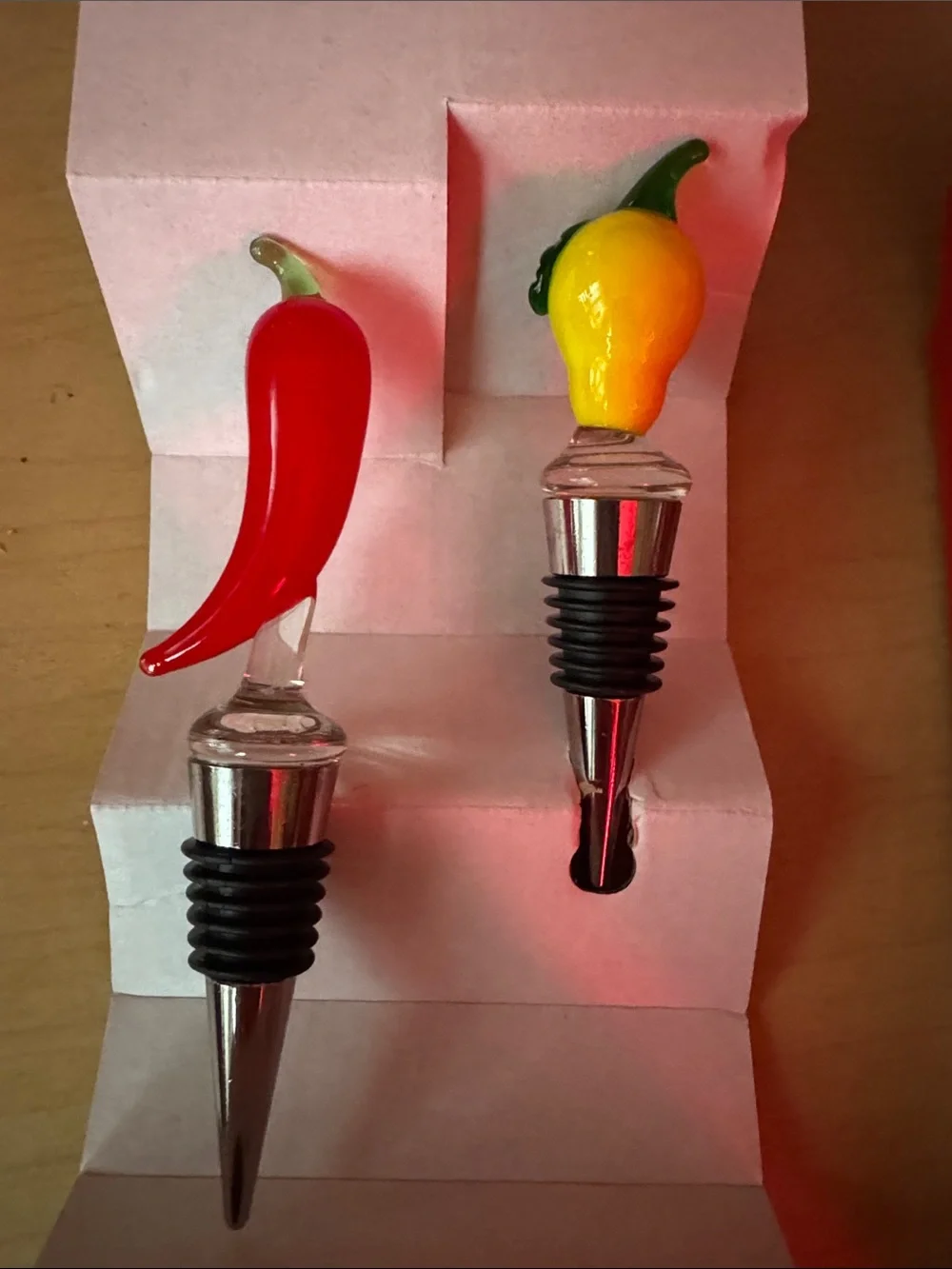Red & Yellow Pepper Bottle Stoppers - Set of 2